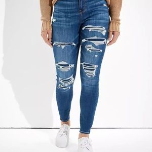 American Eagle highest rise patched jeggings